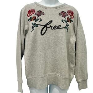 Wilfred Free Gray Green Pink Floral Embroidered Crew Neck Sweatshirt size M